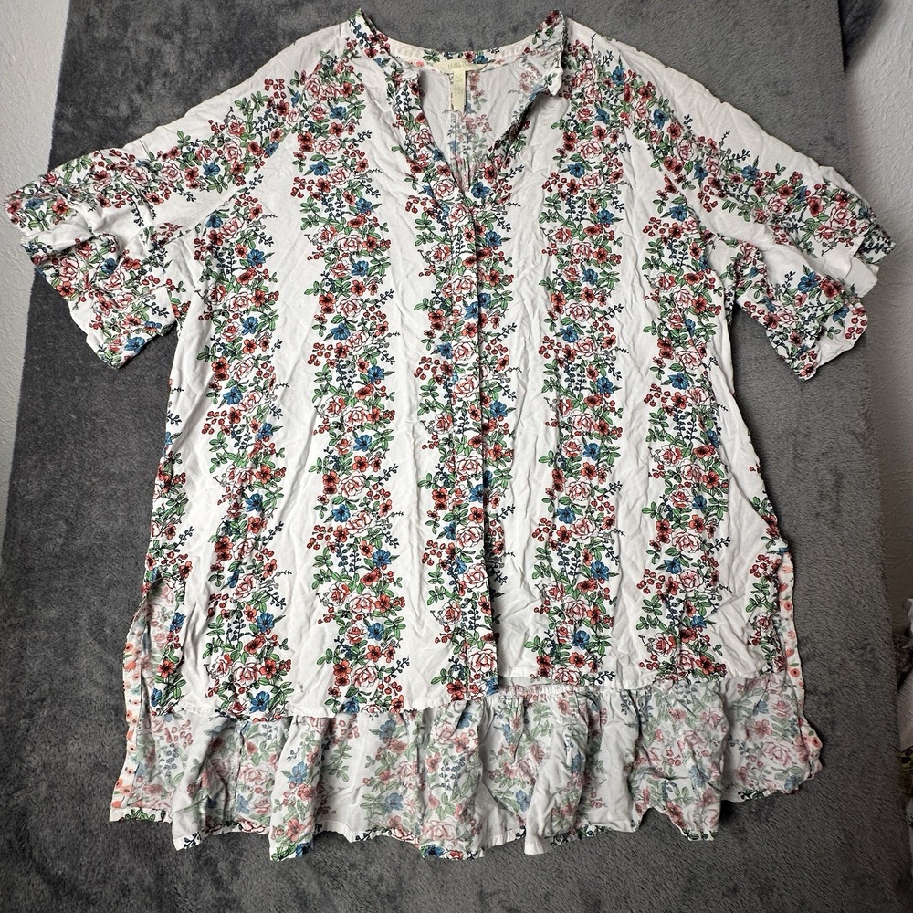 Matilda Jane Top Tunic Blouse High Low Floral Bell Sleeve V Neck Kimono‎ Boho L